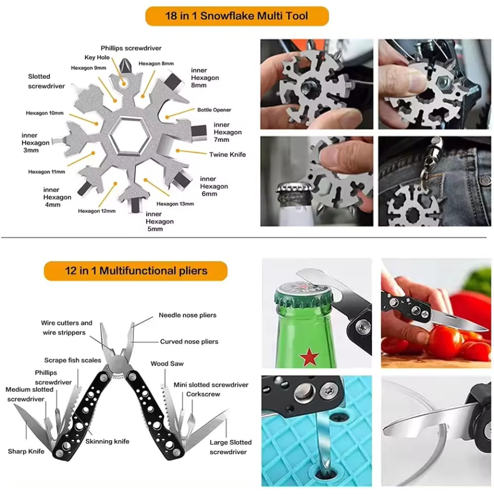 12-in-1 Survival Gear Kit for Men - Perfect Christmas, Birthday Gifts for Husband, Teen Boy, Boyfriend