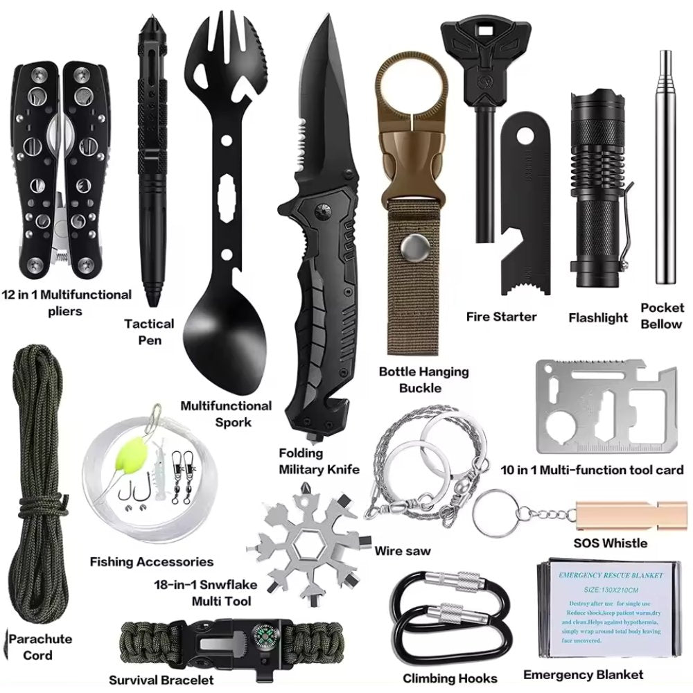 12-in-1 Survival Gear Kit for Men - Perfect Christmas, Birthday Gifts for Husband, Teen Boy, Boyfriend