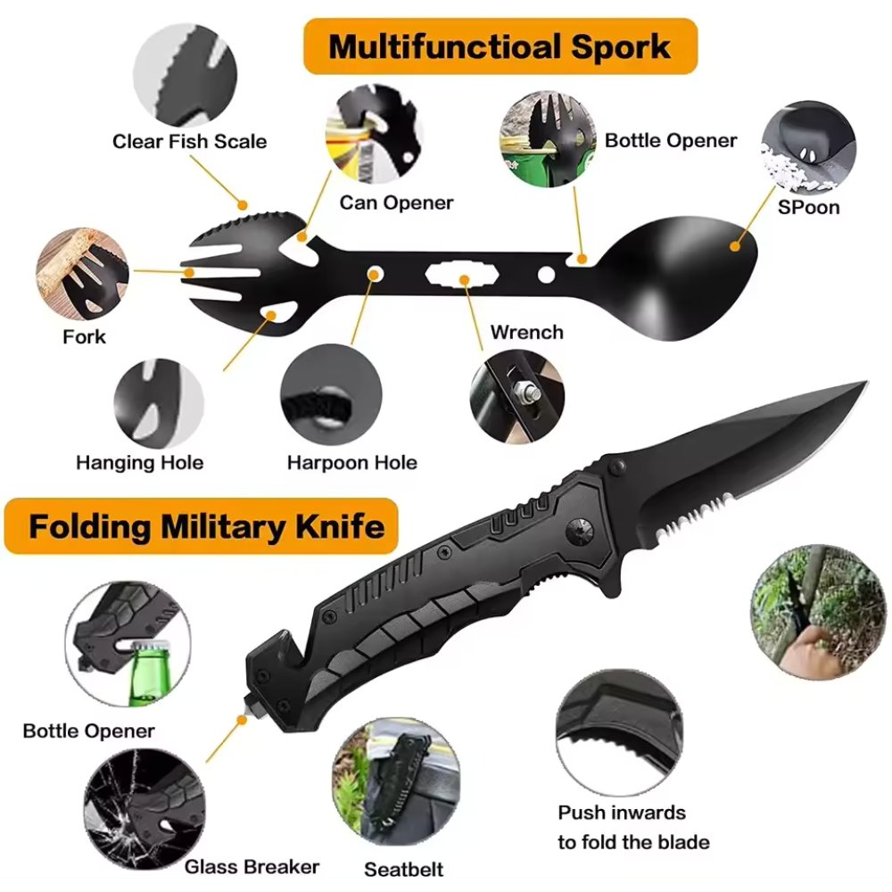 12-in-1 Survival Gear Kit for Men - Perfect Christmas, Birthday Gifts for Husband, Teen Boy, Boyfriend