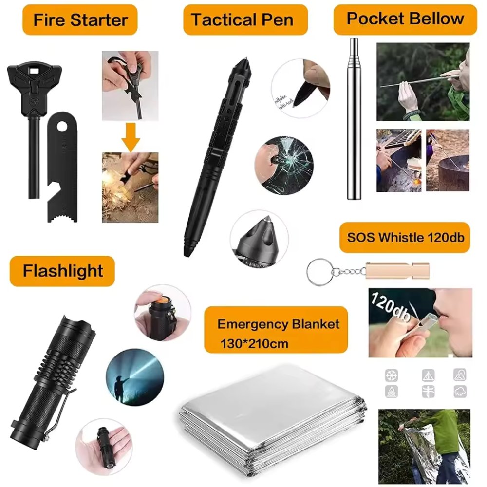 12-in-1 Survival Gear Kit for Men - Perfect Christmas, Birthday Gifts for Husband, Teen Boy, Boyfriend